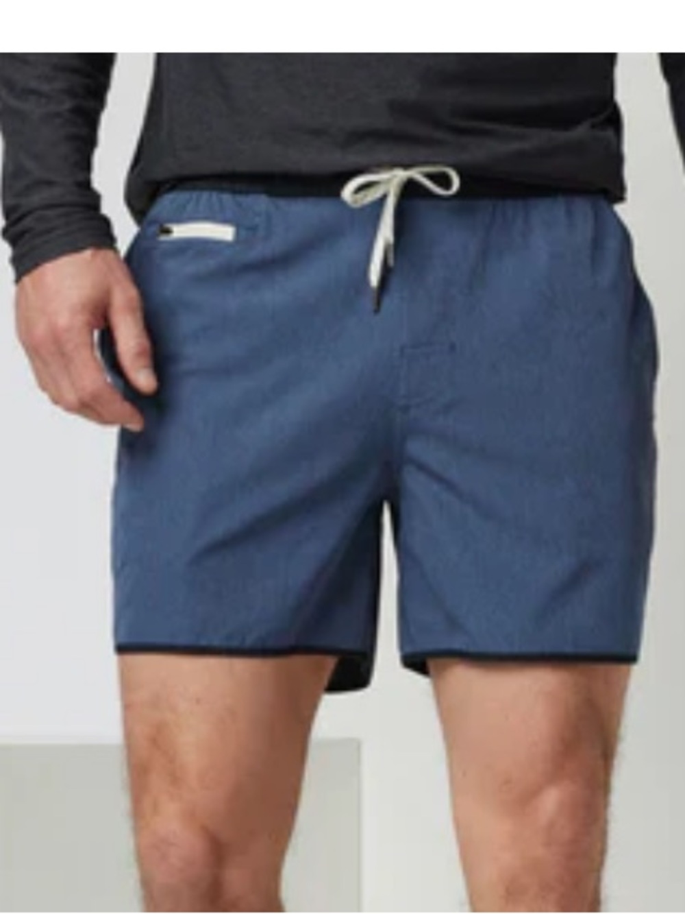 Vuori Bank Shorts Men Waist 32 Blue Track Elastic Waist Zip Pocket Running